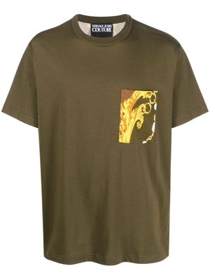 Versace Jeans Couture baroque-print panel cotton T-shirt - Green