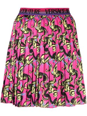 Versace Jeans Couture baroque-print pleated miniskirt - Pink