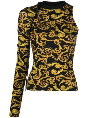 Versace Jeans Couture baroque print single-sleeve top - Black