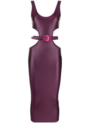Versace Jeans Couture belted-waist sleeveless dress - Purple
