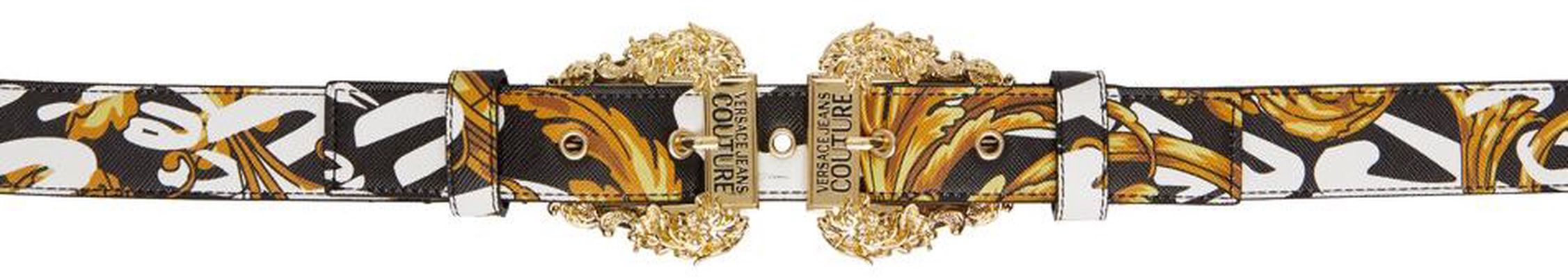 Versace Jeans Couture Black & Gold Brush Couture1 Double Buckle Belt