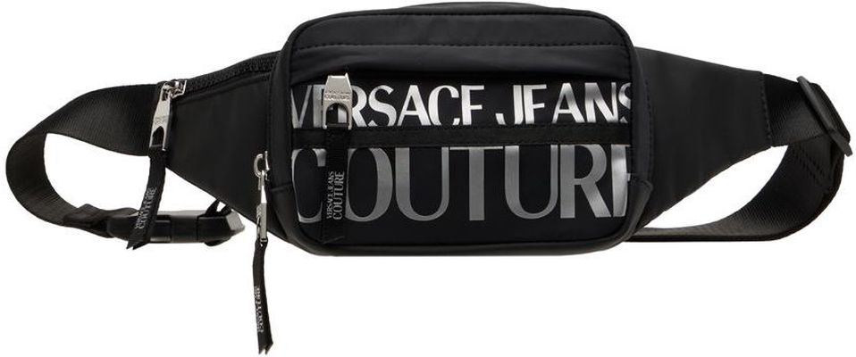 Versace Jeans Couture Black & Silver Logo Couture Belt Bag