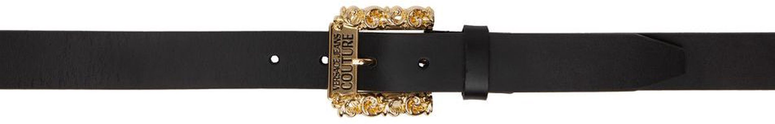 Versace Jeans Couture Black Baroque Buckle Belt