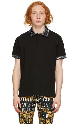 Versace Jeans Couture Black Print Polo