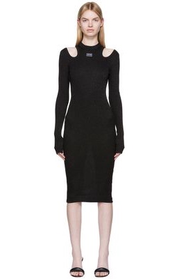 Versace Jeans Couture Black Ribbed Midi Dress