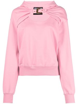 Versace Jeans Couture buckle-detail cut-out hoodie - Pink