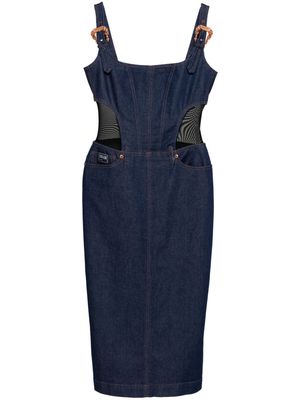 Versace Jeans Couture buckle-straps denim midi dress - Blue