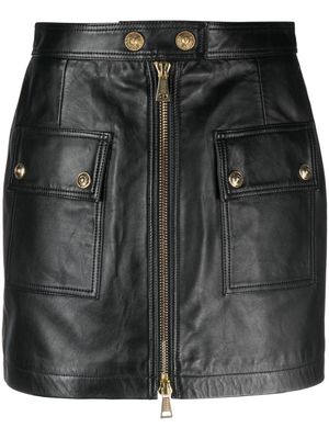 Versace Jeans Couture button-embellished lambskin mini-skirt - Black
