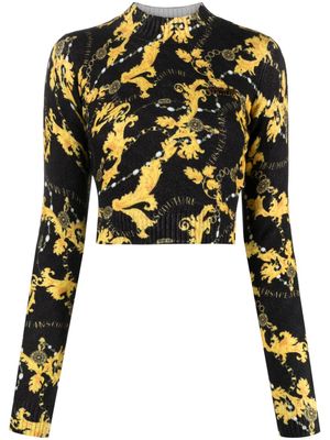 Versace Jeans Couture Chain Couture cropped knitted top - Black