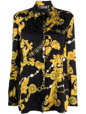 Versace Jeans Couture Chain Couture-print satin shirt - Black