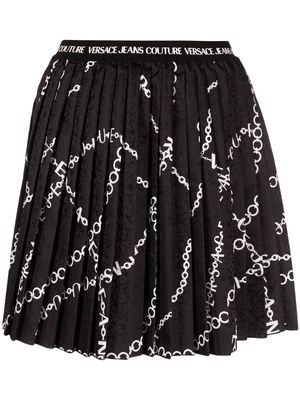 Versace Jeans Couture chain-link print pleated skirt - Black