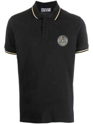 Versace Jeans Couture chest logo-patch polo shirt - Black