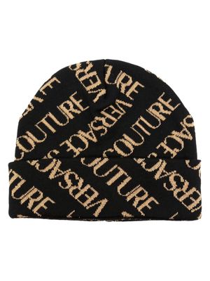 Versace Jeans Couture Couture intarsia-knit logo fine-ribbed beanie - Black