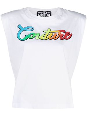 Versace Jeans Couture Couture print cropped top - White