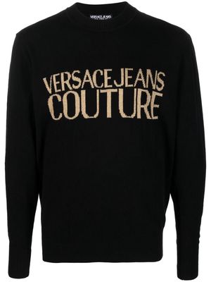 Versace Jeans Couture crew neck knitted logo sweater - Black