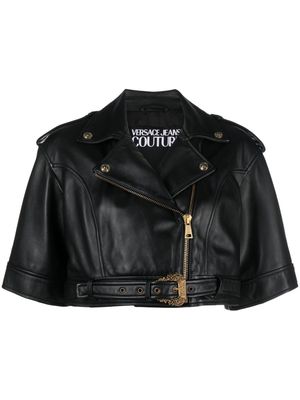 Versace Jeans Couture cropped leather jacket - Black