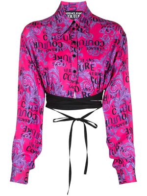 Versace Jeans Couture cropped logo-print shirt - Pink