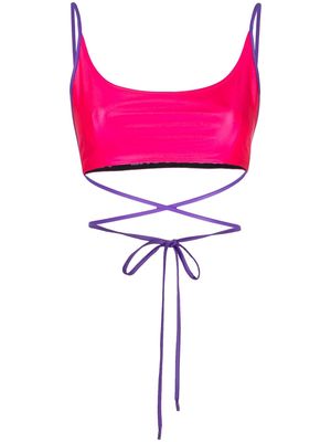 Versace Jeans Couture crossover-strap cropped top - Pink