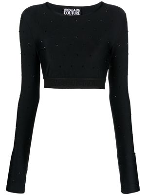 Versace Jeans Couture crystal-embellished crop top - Black
