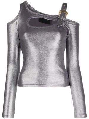 Versace Jeans Couture cut-out metallic top - Silver