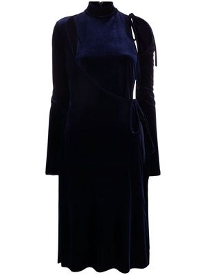 Versace Jeans Couture cut-out velvet wrap dress - Blue