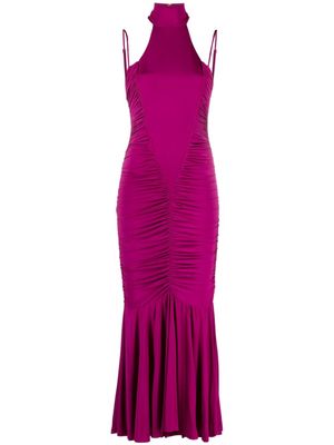 Versace Jeans Couture draped halterneck maxi dress - Purple