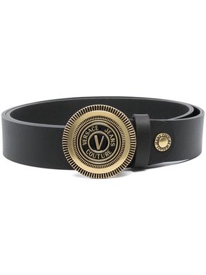 Versace Jeans Couture embossed logo-buckle detail belt - Black