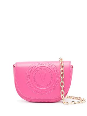 Versace Jeans Couture embossed-logo chain-link bag - Pink