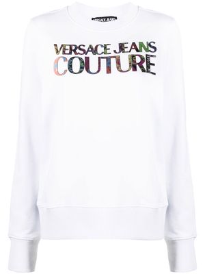 Versace Jeans Couture embossed-logo cotton sweatshirt - White