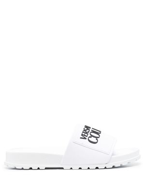 Versace Jeans Couture embossed-logo slides - White