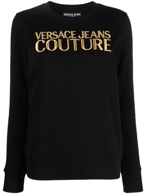 Versace Jeans Couture embroidered-logo cotton sweatshirt - Black