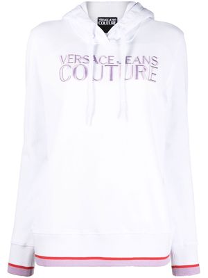 Versace Jeans Couture embroidered-logo drawstring hoodie - White