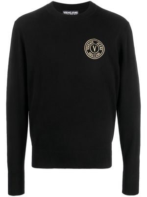 Versace Jeans Couture embroidered-logo knit jumper - Black