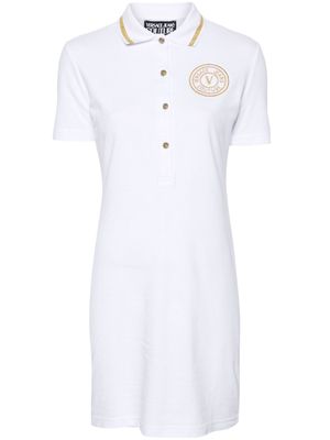 Versace Jeans Couture embroidered-logo mini polo dress - White