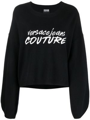 Versace Jeans Couture embroidered-logo wide-sleeve jumper - Black