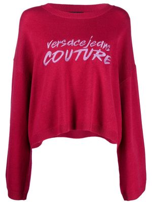 Versace Jeans Couture embroidered-logo wide-sleeve jumper - Pink