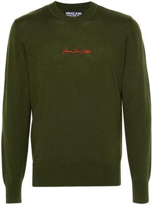 Versace Jeans Couture embroidered-logo wool jumper - Green