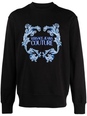 Versace Jeans Couture embroidered-motif cotton sweatshirt - Black