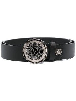 Versace Jeans Couture engraved logo-buckle detail belt - Black