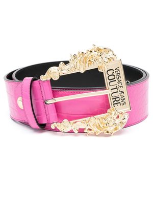Versace Jeans Couture engraved-logo leather belt - Pink