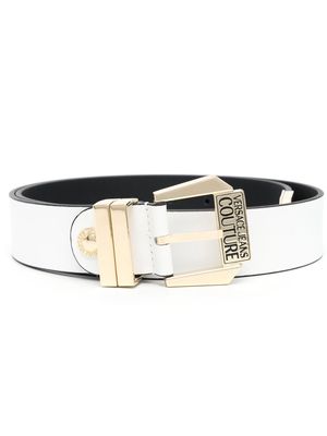 Versace Jeans Couture engraved-logo leather belt - White
