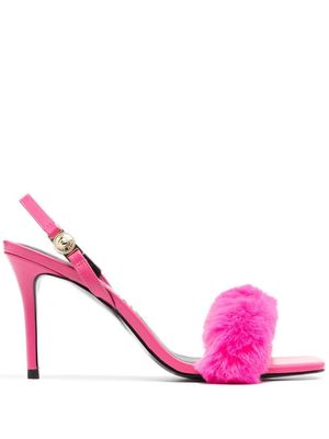 Versace Jeans Couture faux-fur 85mm sandal - Pink