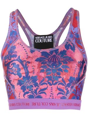 Versace Jeans Couture floral-print cropped vest - Pink