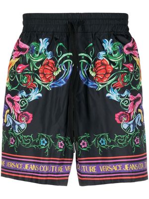 Versace Jeans Couture floral-print drawstring shorts - Black