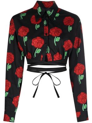 Versace Jeans Couture floral-print long-sleeved blouse - Black