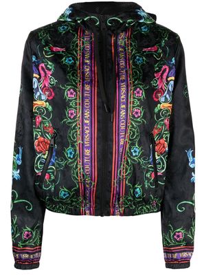 Versace Jeans Couture floral-print satin bomber jacket - Black