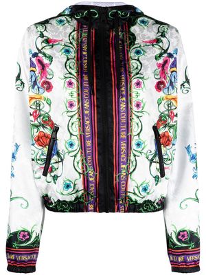 Versace Jeans Couture floral-print satin bomber jacket - White