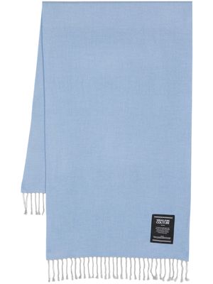 Versace Jeans Couture fringed-edge knitted scarf - Blue