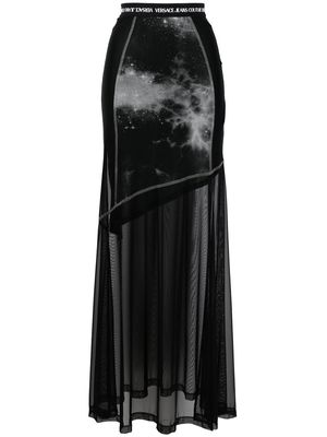 Versace Jeans Couture galaxy print sheer maxi skirt - Black