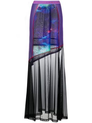 Versace Jeans Couture galaxy print sheer maxi skirt - Purple